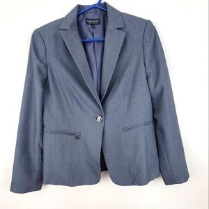John Meyer Gray Single Button Blazer Fully Lined Notched Lapels Size 8 Workwear